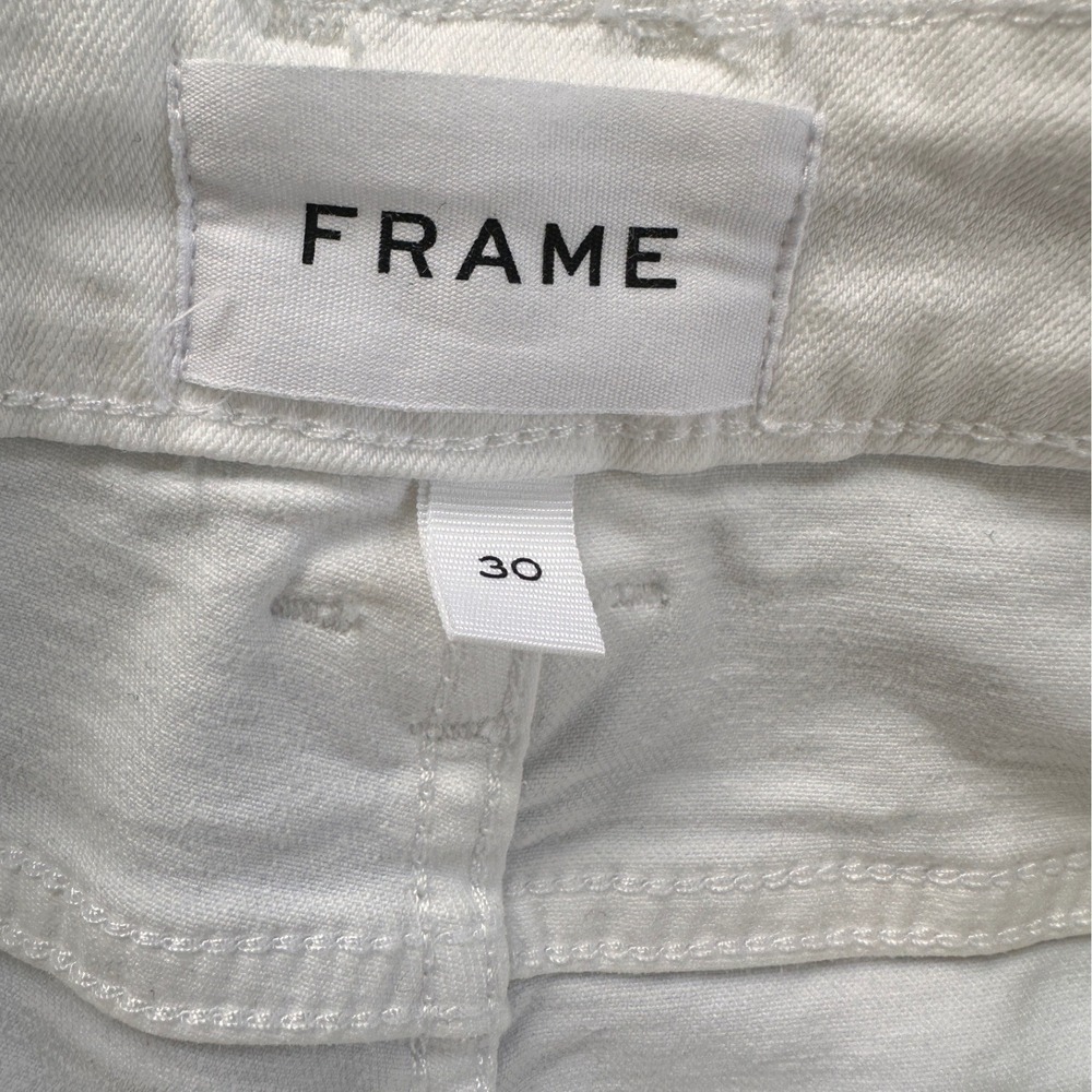 FRAME Le Crop Mini Boot Wmn 30 White Blanc Utility Patch Pocket Jeans Excellent - Picture 5 of 8